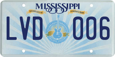 MS license plate LVD006
