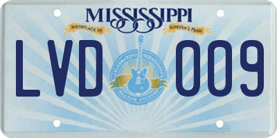 MS license plate LVD009