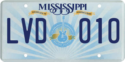 MS license plate LVD010