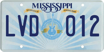 MS license plate LVD012