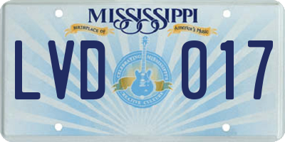 MS license plate LVD017