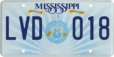 MS license plate LVD018