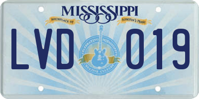 MS license plate LVD019