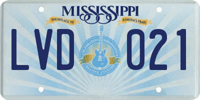 MS license plate LVD021