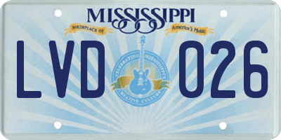 MS license plate LVD026