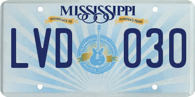MS license plate LVD030
