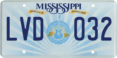 MS license plate LVD032