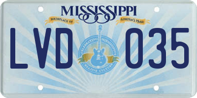 MS license plate LVD035