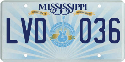 MS license plate LVD036