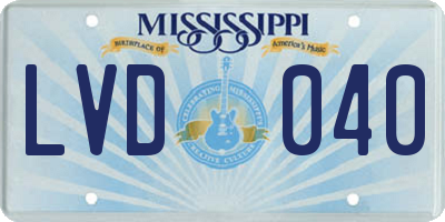 MS license plate LVD040
