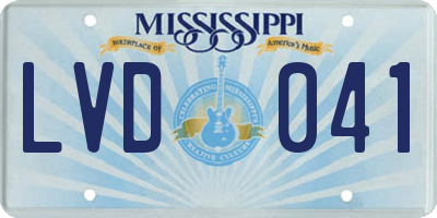 MS license plate LVD041