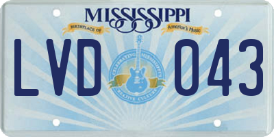 MS license plate LVD043
