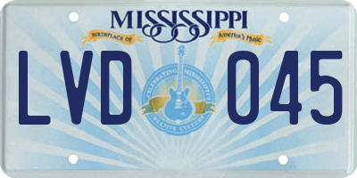 MS license plate LVD045
