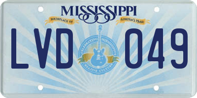MS license plate LVD049