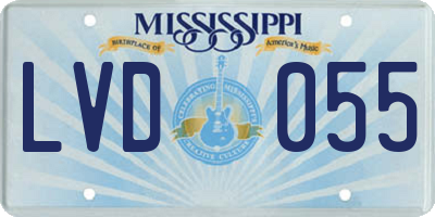 MS license plate LVD055