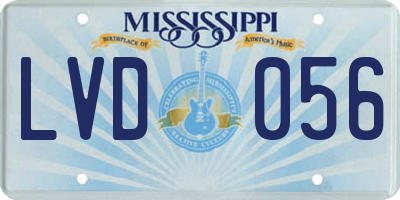MS license plate LVD056