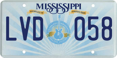 MS license plate LVD058