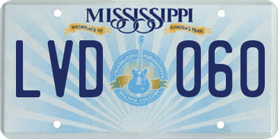MS license plate LVD060