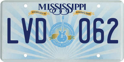 MS license plate LVD062