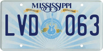 MS license plate LVD063