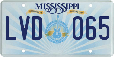 MS license plate LVD065