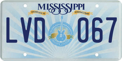 MS license plate LVD067