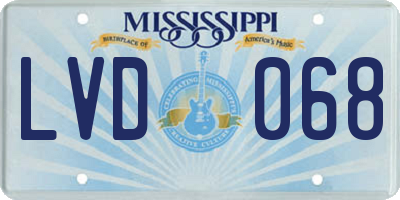 MS license plate LVD068