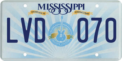 MS license plate LVD070