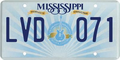 MS license plate LVD071