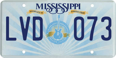 MS license plate LVD073