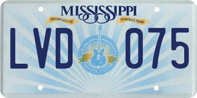 MS license plate LVD075