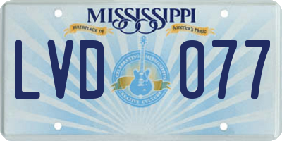 MS license plate LVD077