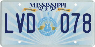 MS license plate LVD078