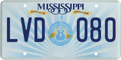 MS license plate LVD080