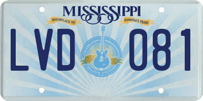 MS license plate LVD081