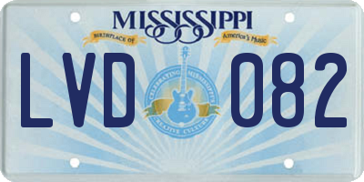 MS license plate LVD082