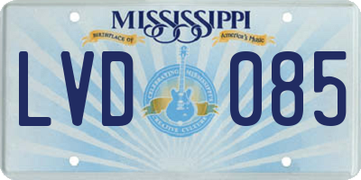 MS license plate LVD085