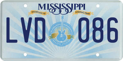 MS license plate LVD086