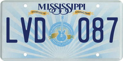 MS license plate LVD087
