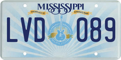 MS license plate LVD089
