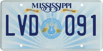 MS license plate LVD091