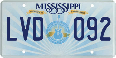 MS license plate LVD092