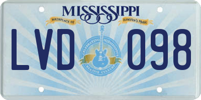 MS license plate LVD098