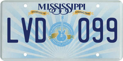 MS license plate LVD099