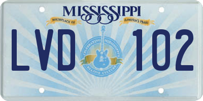 MS license plate LVD102
