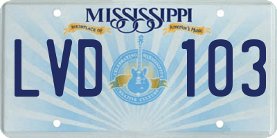 MS license plate LVD103