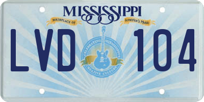 MS license plate LVD104