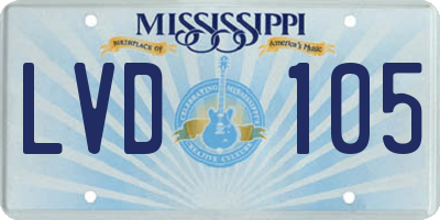 MS license plate LVD105