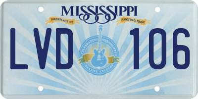 MS license plate LVD106