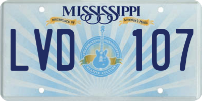 MS license plate LVD107